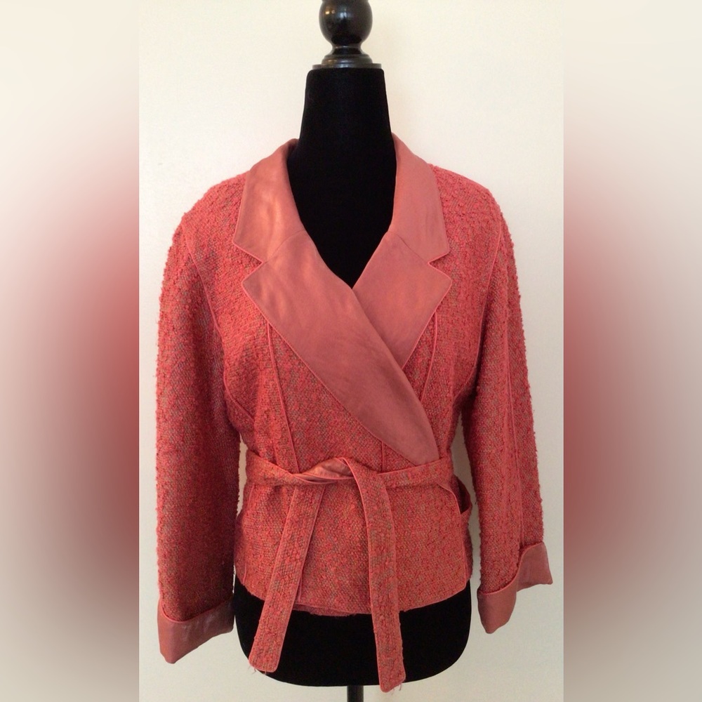 CHANEL Coral Pink Wrap Jacket FR42 (6-8 US).